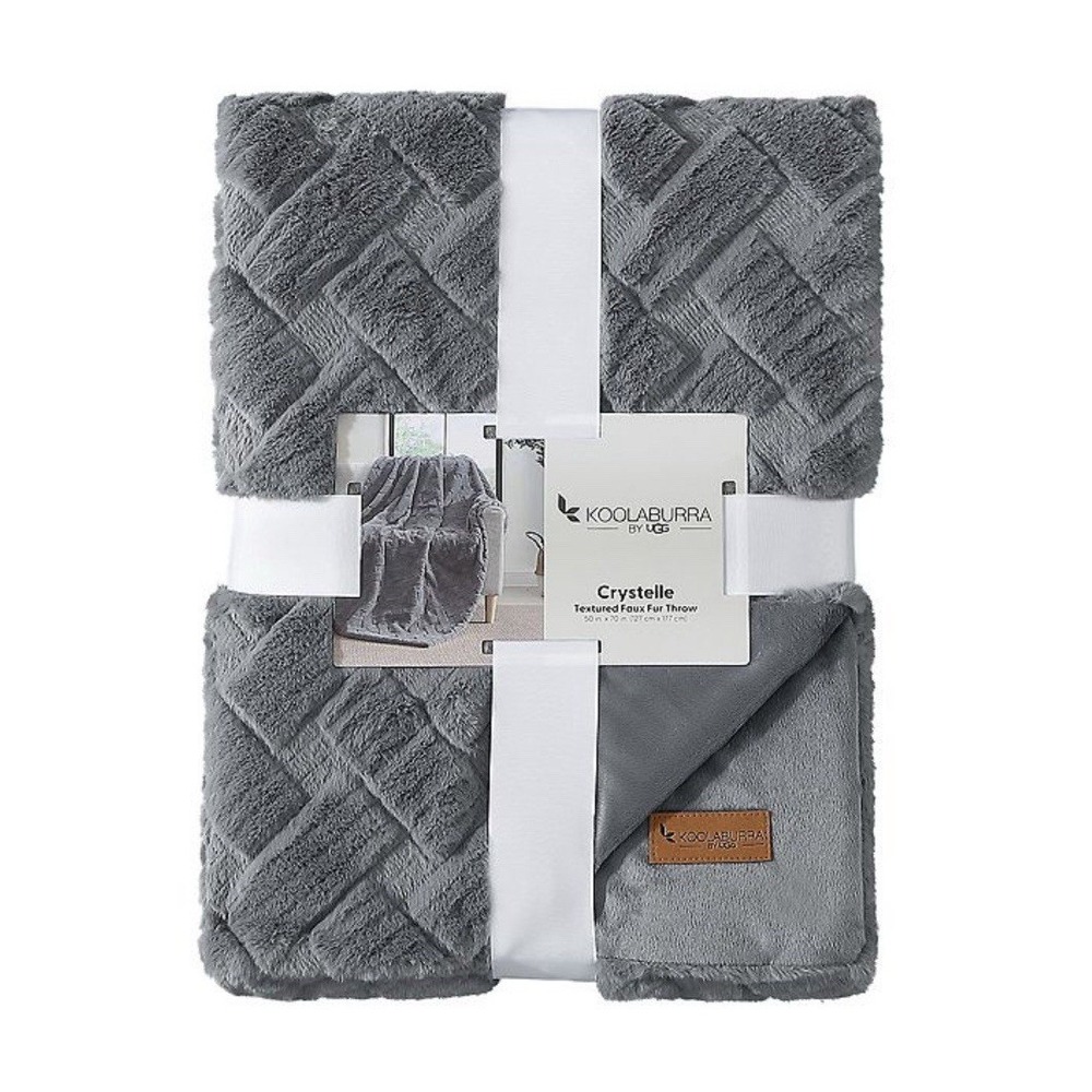 Koolaburra by UGG Crystelle Textured Faux Fur Throw 50" x 70" Wild Dove Gray